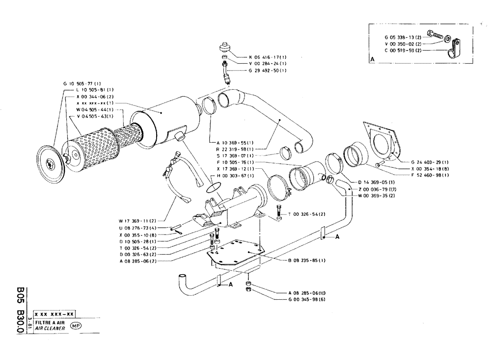 Схема запчастей Case 75C - (B05 B30.0) - AIR CLEANER (01) - ENGINE