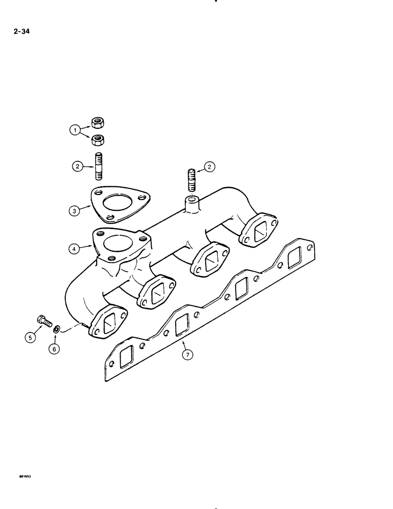 Схема запчастей Case DH4B - (2-34) - EXHAUST MANIFOLD (02) - ENGINE