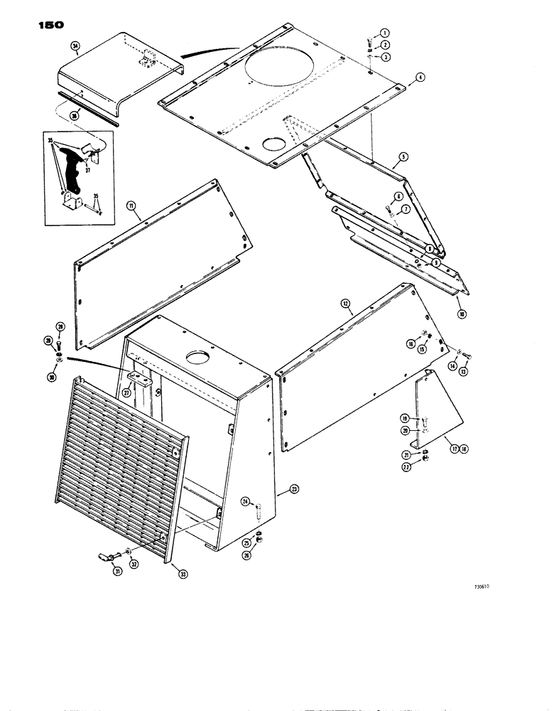 Схема запчастей Case W14 - (150) - *GRILLE AND HOOD (09) - CHASSIS