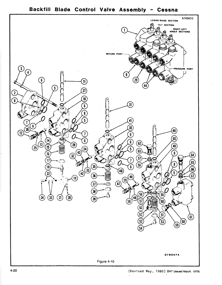 Схема запчастей Case DH7 - (4-20) - BACKFILL BLADE CONTROL VALVE ASSEMBLY - CESSNA (35) - HYDRAULIC SYSTEMS