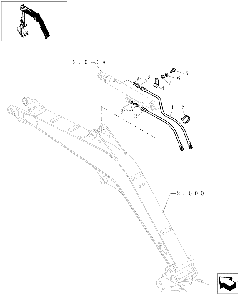 Схема запчастей Case CX31B - (2.020[02]) - ARM CYLINDER LINES (35) - HYDRAULIC SYSTEMS