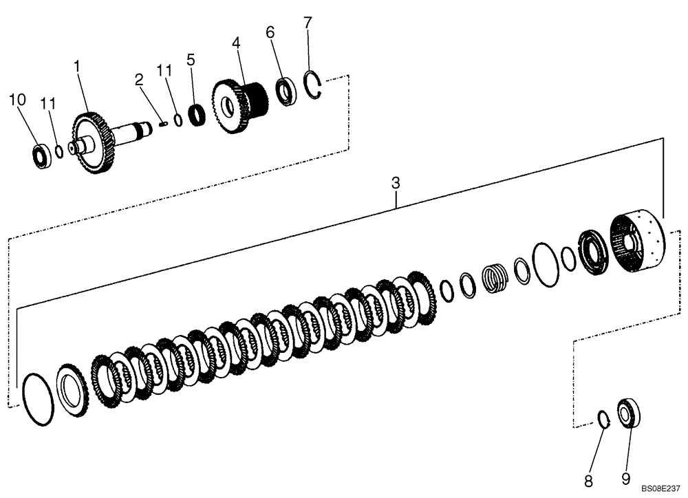 Схема запчастей Case 821E - (06-28) - TRANSMISSION - CLUTCH ASSY, REVERSE - P.I.N. N7F203144 AND AFTER (06) - POWER TRAIN