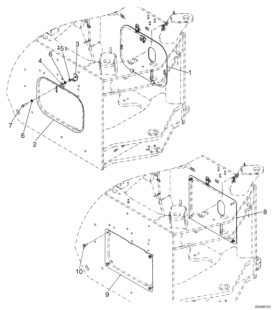 Схема запчастей Case 821E - (09-14B) - FRAME, REAR - COVERS (09) - CHASSIS