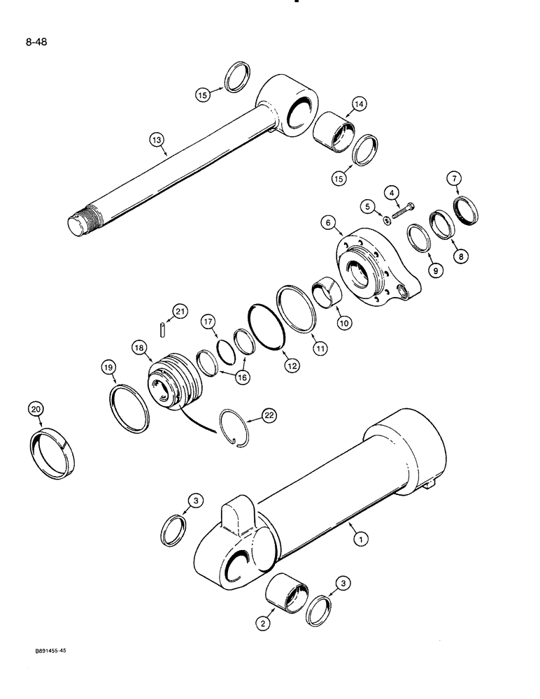 Схема запчастей Case 821 - (8-048) - BUCKET CYLINDER (08) - HYDRAULICS