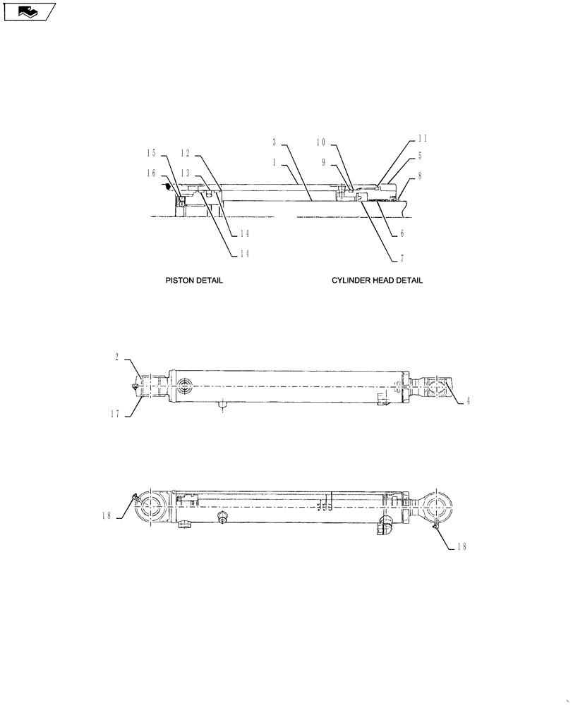 Схема запчастей Case CX55BMSR - (03-031[02]) - CYLINDER INSTALL (BUCKET) (35) - HYDRAULIC SYSTEMS