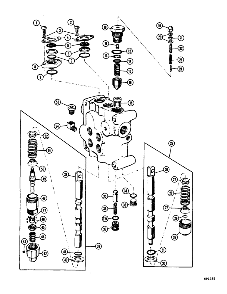 Схема запчастей Case W7 - (268) - A19983, A18048 AND A16785 LOADER CONTROL VALVES (08) - HYDRAULICS