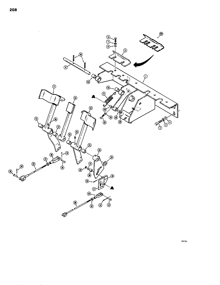 Схема запчастей Case 1150B - (208) - POWER BRAKES (04) - UNDERCARRIAGE