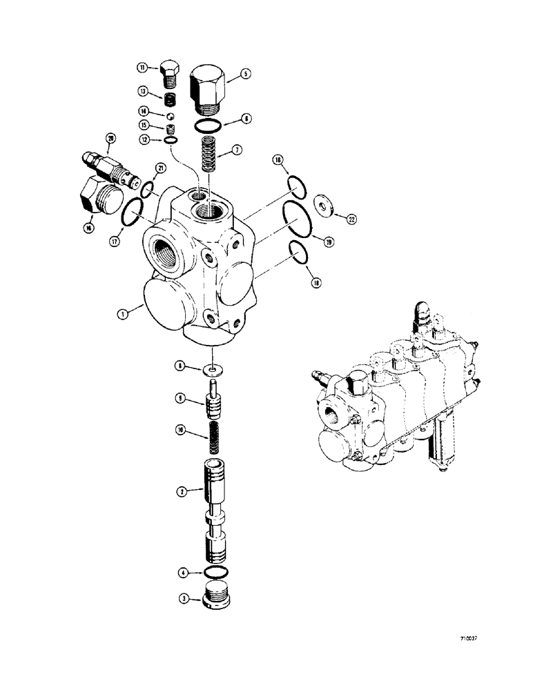 Схема запчастей Case 33 - (190) - D52970 CONTROL VALVE (4 SPOOL), INLET SECTION 