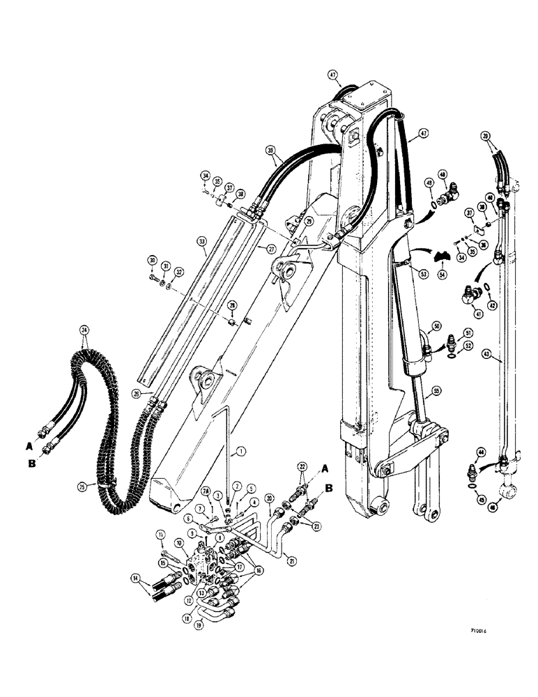 Схема запчастей Case 33 - (092) - HYDRAULIC EXTENDABLE DIPPER, FOUR FOOT EXTENSION HYDRAULICS 