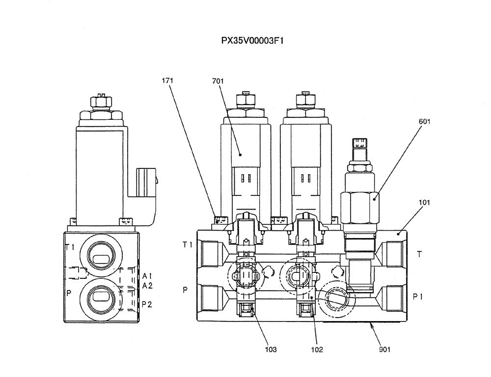 Схема запчастей Case CX31B - (07-042) - VALVE ASSY, SOLENOID (35) - HYDRAULIC SYSTEMS