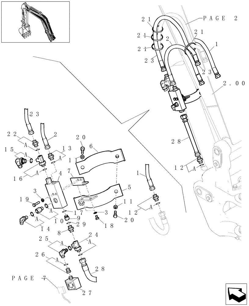 Схема запчастей Case CX31B - (5.0088[05]) - BOOM CYLINDER HYD LINES (SAFETY VALVE) - 747936070, 747936080 (35) - HYDRAULIC SYSTEMS