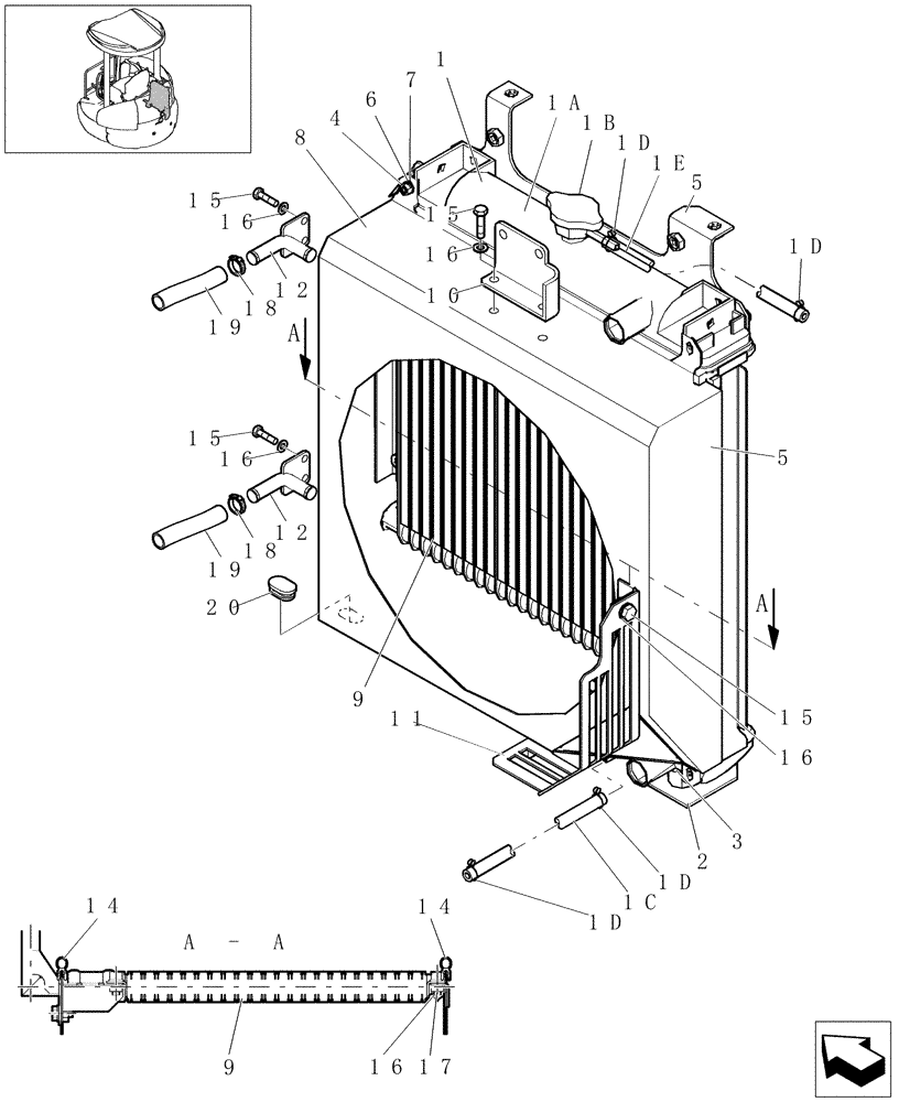 Схема запчастей Case CX31B - (0.003[03A]) - RADIATOR - COMPONENTS (10) - ENGINE