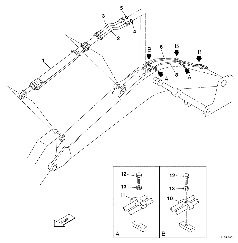 Схема запчастей Case CX210N - (08-12) - HYDRAULICS - ARM CYLINDER, MODELS WITHOUT LOAD HOLD (08) - HYDRAULICS