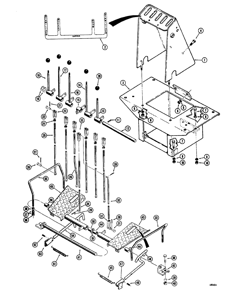 Схема запчастей Case 34 - (122) - INDIVIDUAL LEVER BACKHOE CONTROL (FOOT SWING) USED ON BACKHOE SERIAL NO. 1022951 AND AFTER 