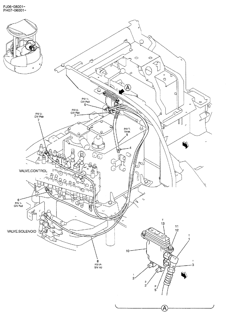 Схема запчастей Case CX50B - (01-041) - CONTROL LINES, REMOTER (DOZER) (PY68H00016F1) (05) - SUPERSTRUCTURE