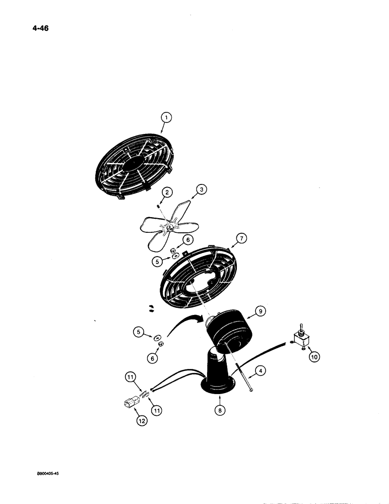 Схема запчастей Case 1085C - (4-46) - DEFROSTOR FAN (04) - ELECTRICAL SYSTEMS