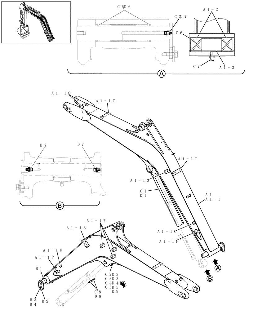 Схема запчастей Case CX27B - (450-01[1]) - MONOBLOC BOOM (2.15M) (84) - BOOMS, DIPPERS & BUCKETS