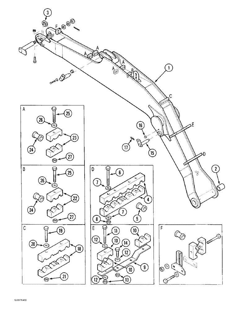 Схема запчастей Case 170C - (9-042) - BOOM AND RELATED PARTS, P.I.N. 74501 THROUGH 74628 (09) - CHASSIS