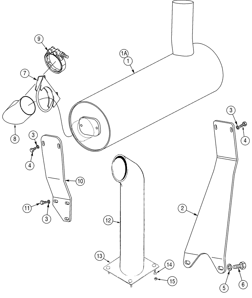 Схема запчастей Case 521D - (02-12) - MUFFLER - EXHAUST SYSTEM (02) - ENGINE