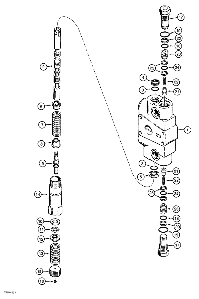 Схема запчастей Case 580SL - (8-081A) - LOADER CONTROL VALVE, LIFT SECTION WITH MANUAL DETENT - P/N 328444A1 (08) - HYDRAULICS