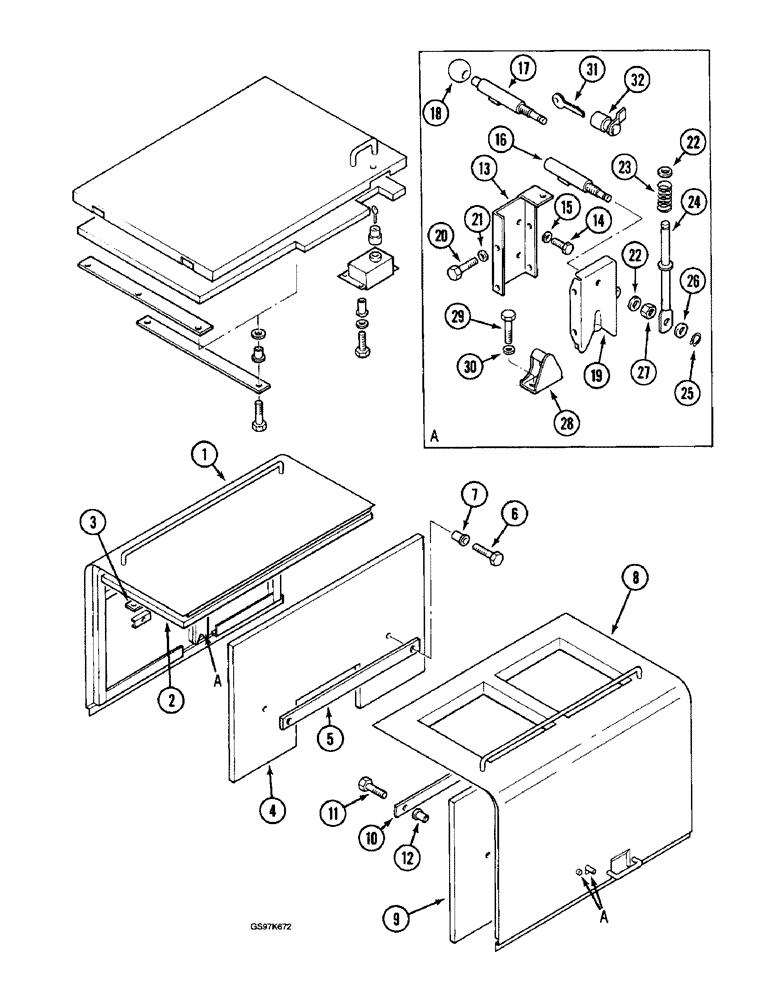 Схема запчастей Case 220B - (9-022) - FRONT ACCESS COVERS, P.I.N. 74441 THROUGH 74597, P.I.N. 03201 AND AFTER (09) - CHASSIS