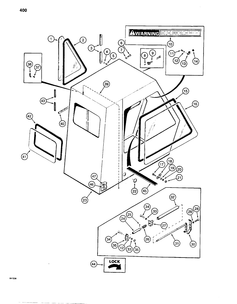 Схема запчастей Case 880C - (400) - CAB FRAME AND WINDOWS, BEFORE PIN 6205236 (05) - UPPERSTRUCTURE CHASSIS