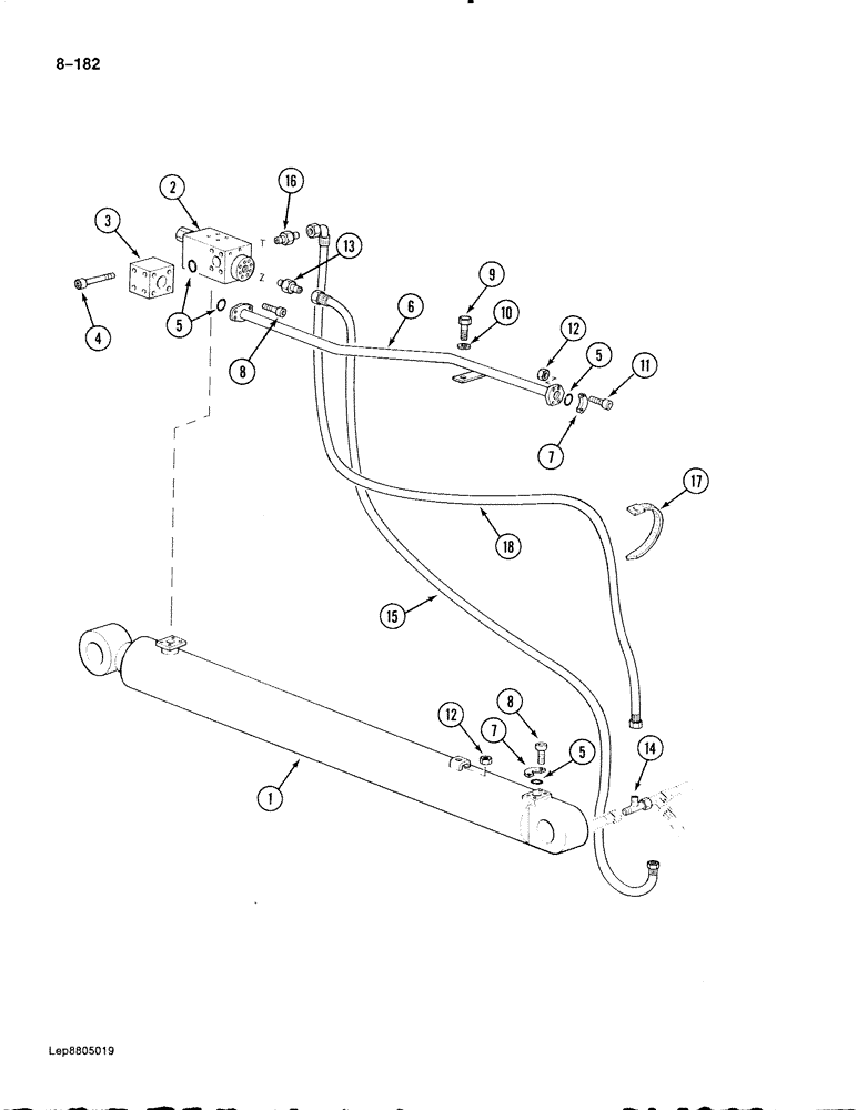 Схема запчастей Case 888 - (8-182) - ARM CYLINDER CIRCUIT, WITH LOAD HOLDING VALVE (08) - HYDRAULICS