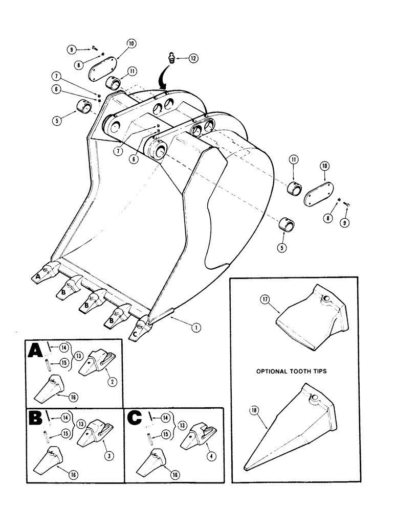 Схема запчастей Case 50 - (9-270) - BACKHOE BUCKETS, (HIGH CAPACITY), (ORDER BUCKET ASSEMBLIES (09) - CHASSIS