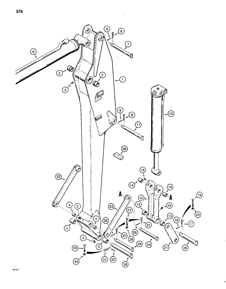 Схема запчастей Case 880C - (376) - E BOOM ARM AND ATTACHMENT LINKS (09) - BOOMS