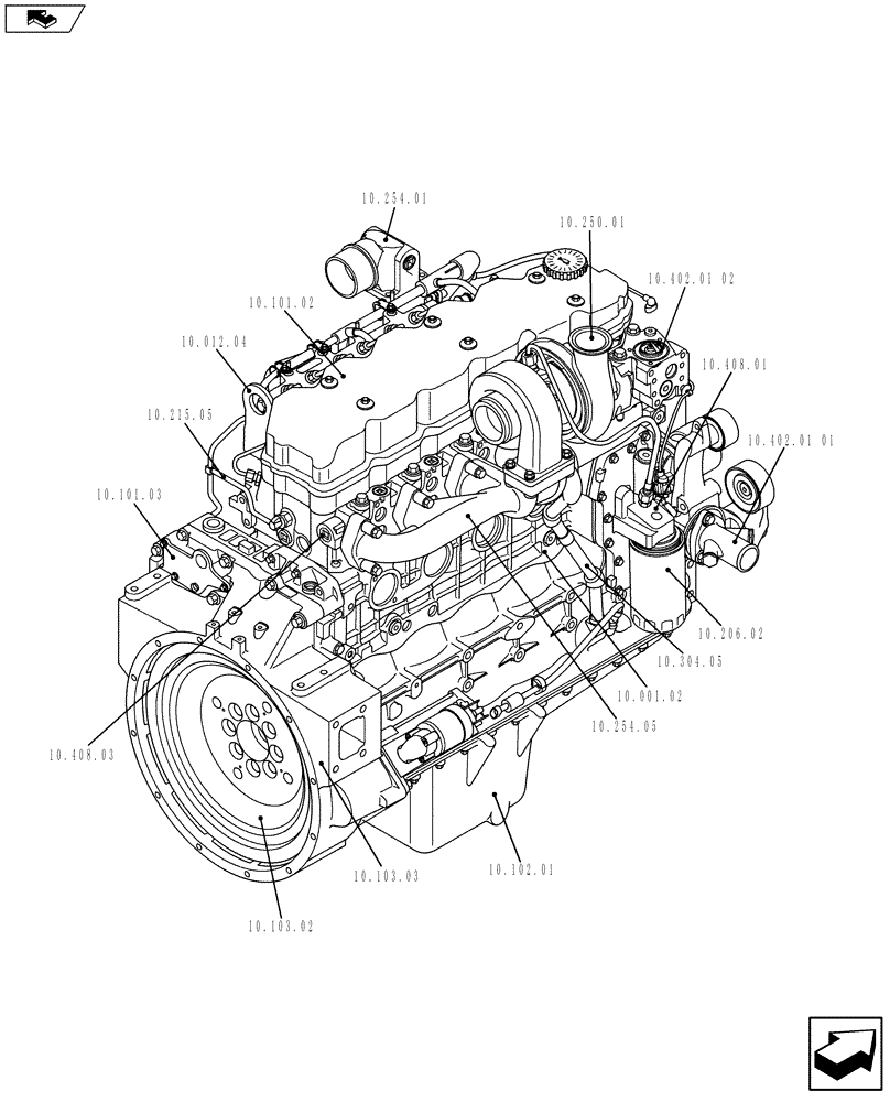 Схема запчастей Case F4HFE613Y A005 - (10.000.01[02]) - ENGINE (10) - ENGINE