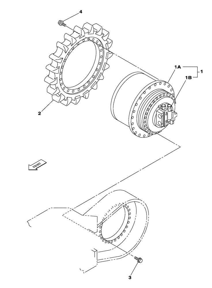 Схема запчастей Case CX470C - (06-001-00[01]) - TRAVEL MOTOR AND REDUCTION GEAR (03) - TRANSMISSION