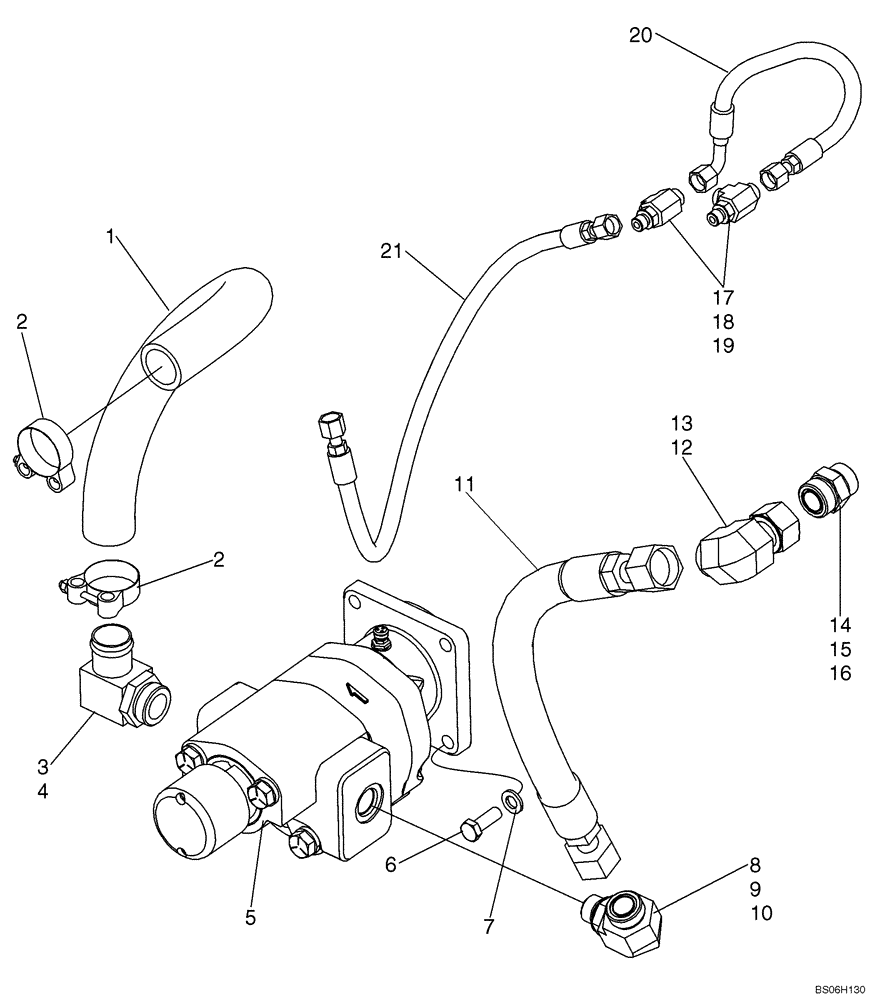 Схема запчастей Case 1150K - (08-03) - HYDRAULICS, EQUIPMENT (WITH PTO) - RESERVOIR TO PUMP AND CONTROL VALVE (08) - HYDRAULICS