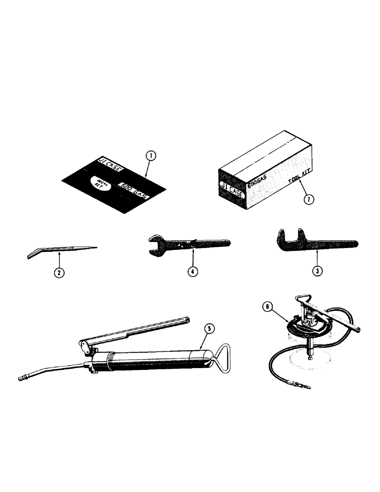 Схема запчастей Case 600 - (136) - TOOLS AND EQUIPMENT, DECALS, GREASE GUNS, WRENCHES (05) - UPPERSTRUCTURE CHASSIS