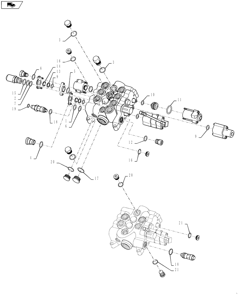 Схема запчастей Case 590SN - (35.724.09[03]) - SEAL KIT - LOADER CONTROL VALVE (35) - HYDRAULIC SYSTEMS