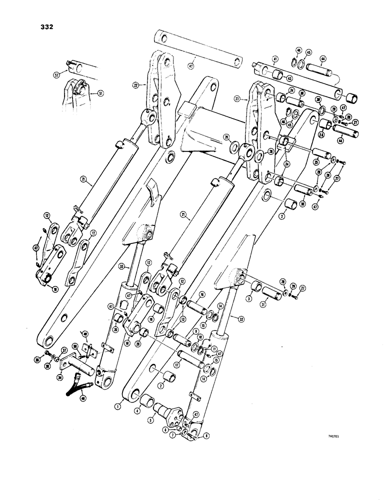 Схема запчастей Case 1450 - (332) - LOADER MECHANICAL PARTS (09) - CHASSIS/ATTACHMENTS