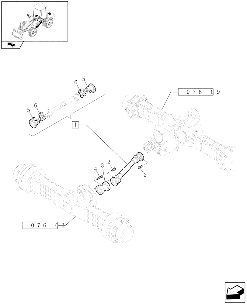 Схема запчастей Case 21E - (076[01]) - ARTICULATED SHAFT WITH 20 KM/H REAR AXLE (05) - REAR AXLE