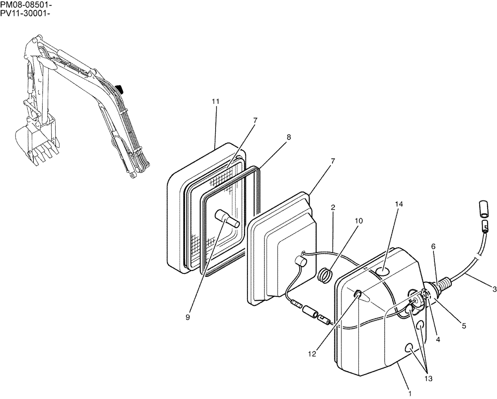 Схема запчастей Case CX27B - (01-059) - LIGHT ASSY P/N PM80S00008F1 (55) - ELECTRICAL SYSTEMS