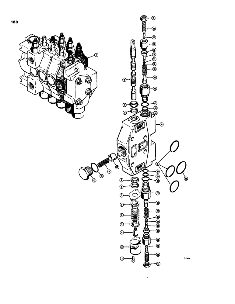 Схема запчастей Case 35 - (188) - COMMERCIAL BACKHOE CONTROL VALVE, D54600 BACKHOE BOOM SECTION 