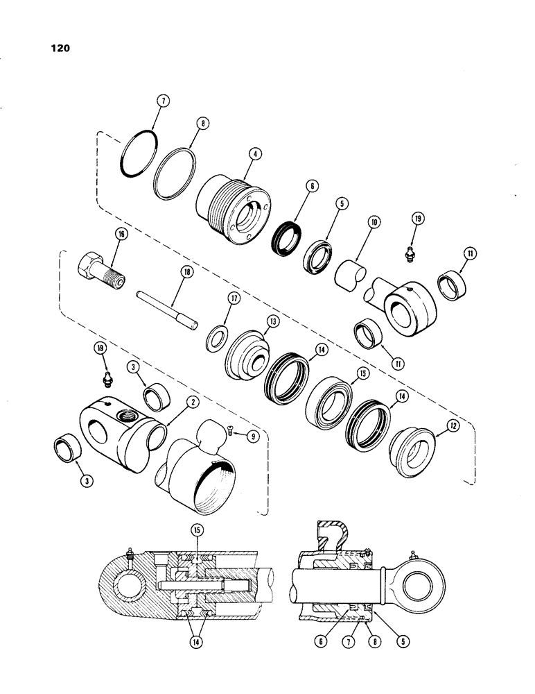 Схема запчастей Case 33 - (120) - G32592 BOOM CYLINDER, 4-1/2" DIA. CYLINDER WITH 39-3/16" STROKE 