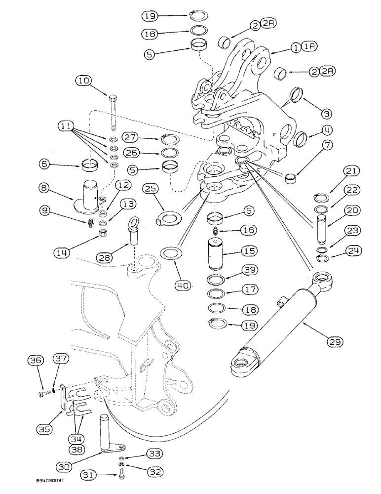 Схема запчастей Case 590 - (9-036) - BACKHOE SWING CYLINDERS AND SWING TOWER (09) - CHASSIS/ATTACHMENTS