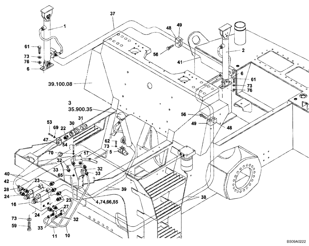 Схема запчастей Case SV212 - (35.310.01) - MANUAL & ELECTRONIC, HOOD & PLATFORM TILT HYDRAULICS - BSN NBNTC3096 (35) - HYDRAULIC SYSTEMS