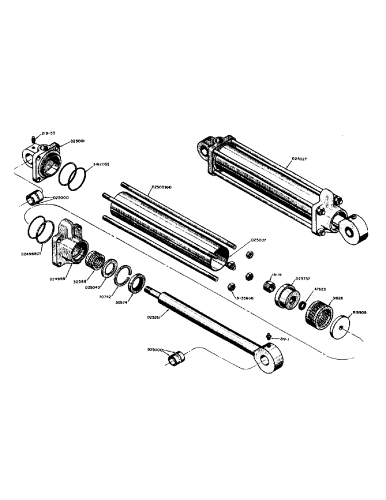 Схема запчастей Case 31 - (096) - D25027 HYDRAULIC BOOM CYLINDER 