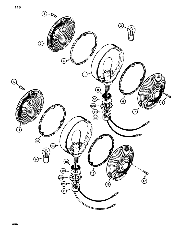 Схема запчастей Case 480D - (116) - TRACTOR LAMPS, D49733 STOP AND TAIL LAMP (55) - ELECTRICAL SYSTEMS