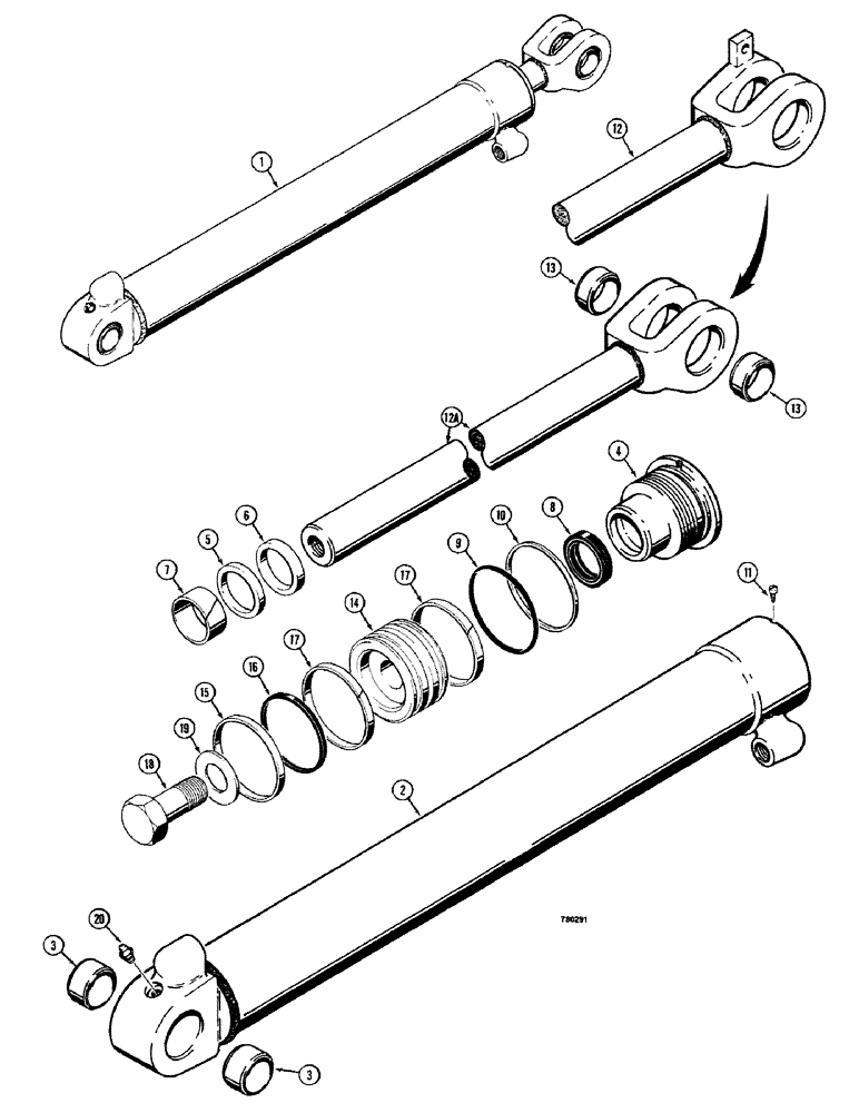 Схема запчастей Case 680CK - (292) - R40123 AND G101223 LOADER LIFT CYLINDERS, 3-1/2U DIA. W/ 31 STROKE WITH ONE PIECE PISTON (35) - HYDRAULIC SYSTEMS