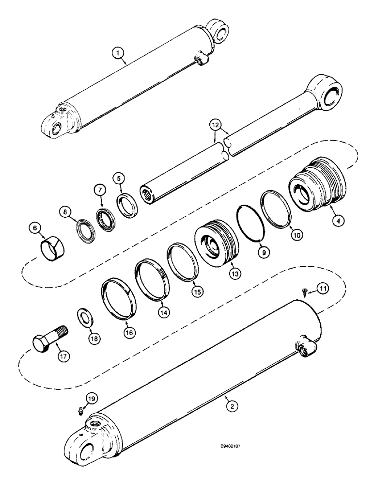 Схема запчастей Case 590SL - (9-17) - BACKHOE STABILIZER CYLINDERS (08) - HYDRAULICS