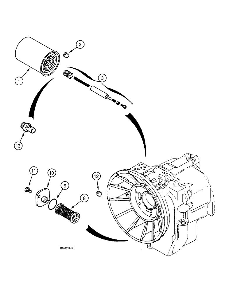 Схема запчастей Case 580L - (6-060) - TRANSMISSION ASSEMBLY, OIL FILTERS, TWO WHEEL AND FOUR WHEEL DRIVE (06) - POWER TRAIN