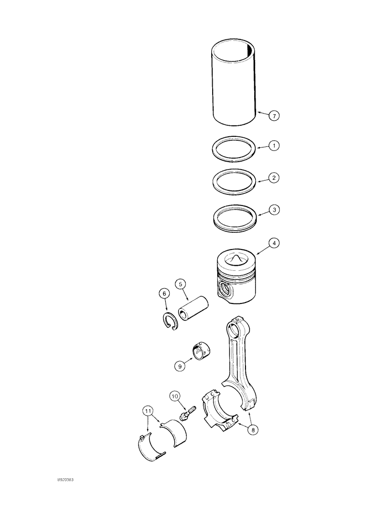 Схема запчастей Case 480F LL - (2-40) - PISTONS AND CONNECTING RODS, 4-390 ENGINE (02) - ENGINE