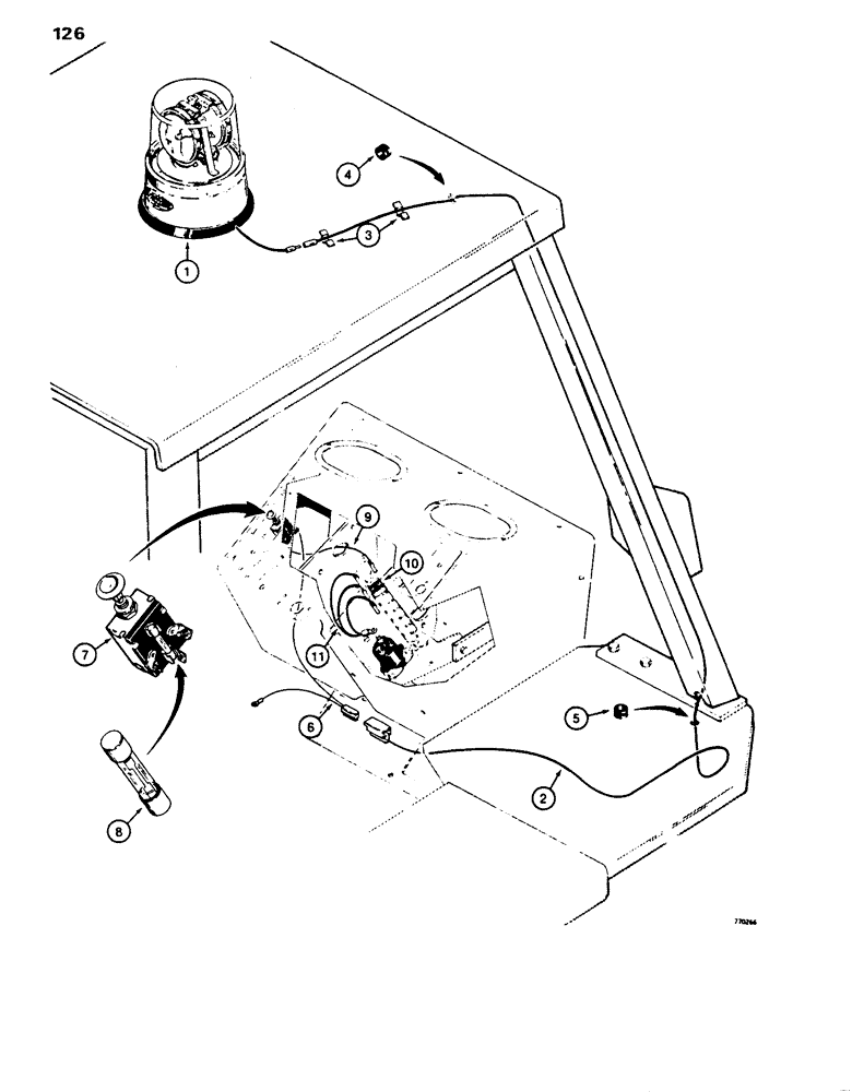 Схема запчастей Case 480D - (126) - ROTATING BEACON AND CIRCUIT (55) - ELECTRICAL SYSTEMS