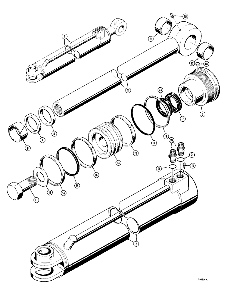 Схема запчастей Case 780 - (414) - G101564 AND G101565 CLAM CYLINDERS, WITH ONE PIECE PISTON (08) - HYDRAULICS