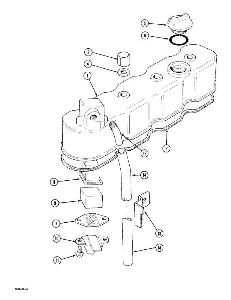 Схема запчастей Case 1825 - (2-22) - CYLINDER HEAD COVER, DIESEL MODELS (02) - ENGINE